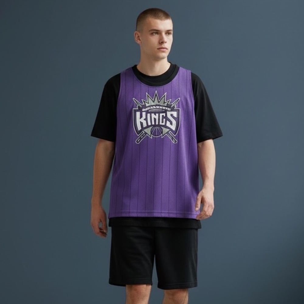 NBA Sacramento Kings Jersey Pro Edge Purple Tank Top Vest Size Small